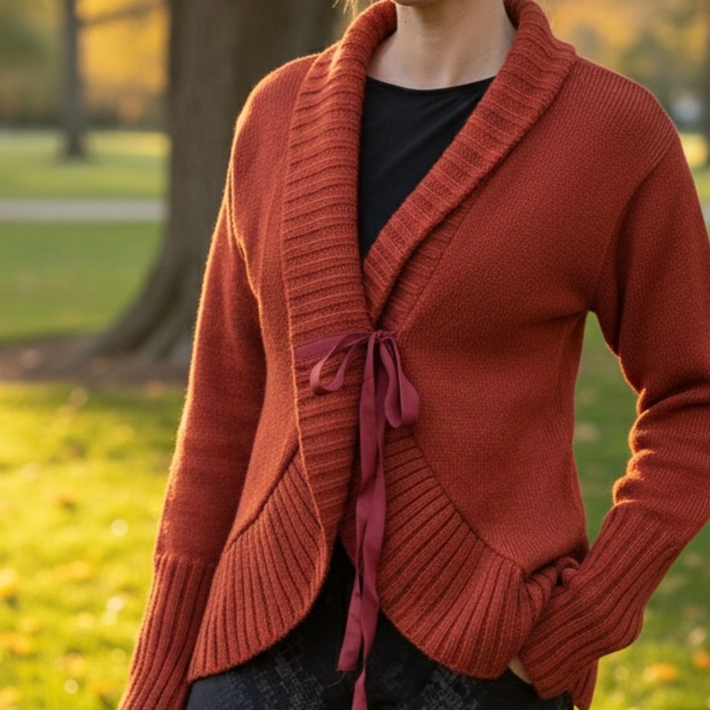 Women's Red Shawl Collar‎ Sweater